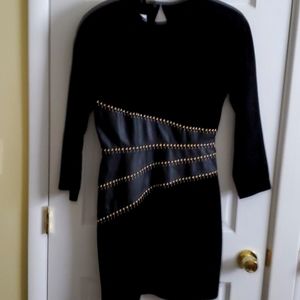 VINTAGE 90's PIA RUCCI BLACK SUEDE GENUINE LEATHER DRESS SZ 10